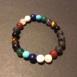Chakra lava bead bracelet size 7 wrist